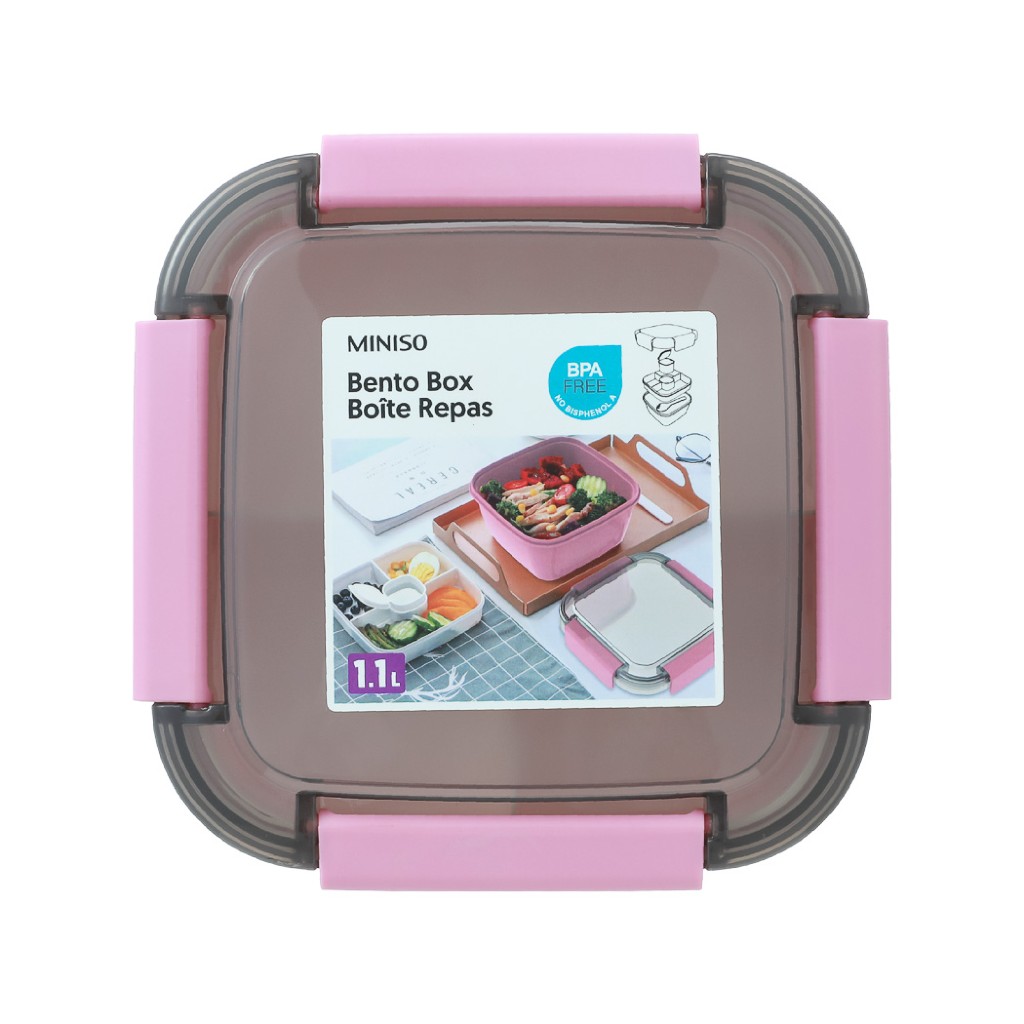 Caja Bento Rosada (Dos niveles,1.1L)